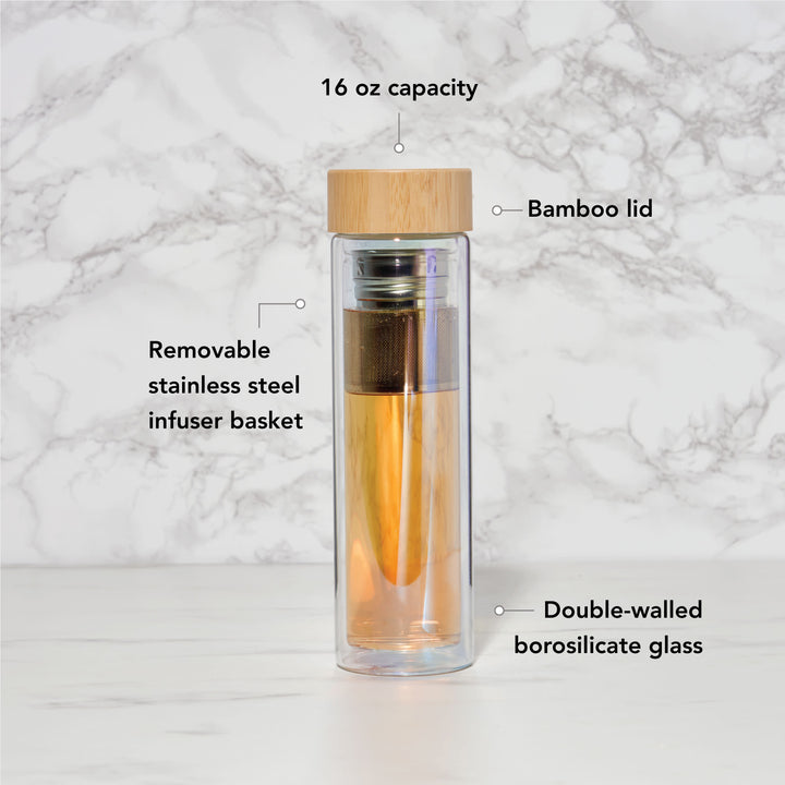 Blair: Iridescent Glass Travel Infuser Mug