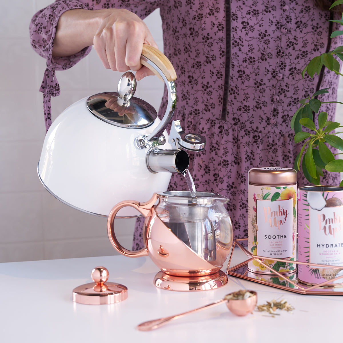  Lurrose Pink Teapot Pink Tea Kettle Whistling Tea