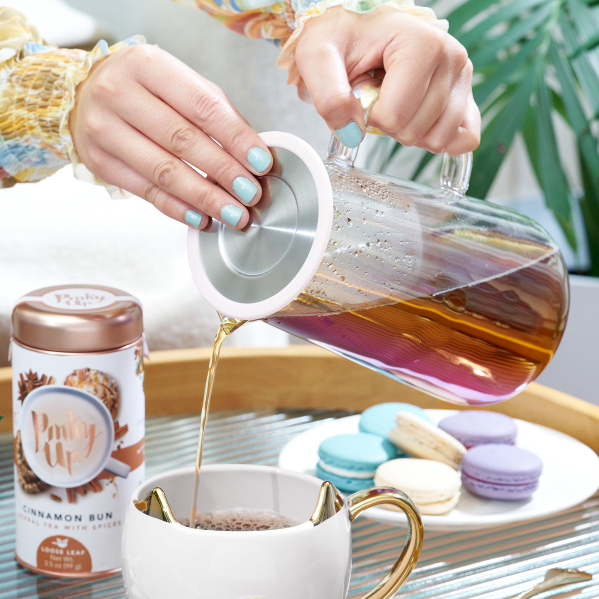 Pinky Up Chas Mini Glass Teapot, Loose Leaf Tea Infuser, Hot Tea