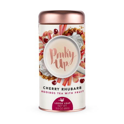 CAPTURE THE FRUITY BAKED GOODNESS OF RHUBARB COBBLER RIGHT IN YOUR MUG - Nothing says cozy like fresh cobbler from the oven. Or a pot of hot tea. So why not combine them? Pinky Up's cherry rhubarb cobbler tea does just that--skip the baking and sip!