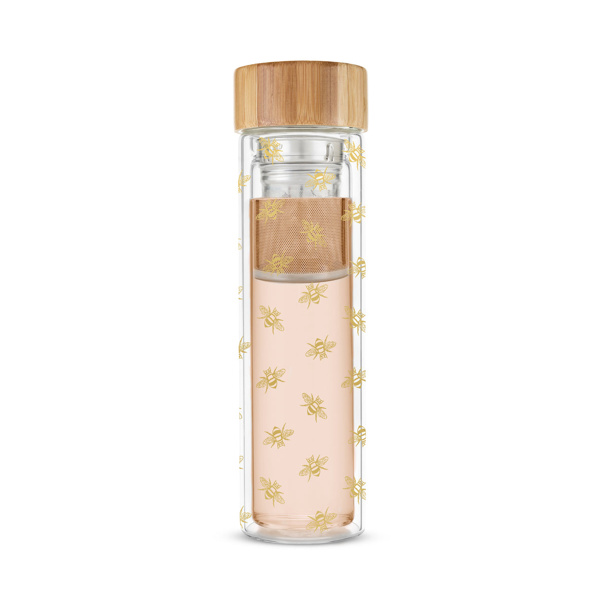 Bee Motif Glass Tea Infuser Mug