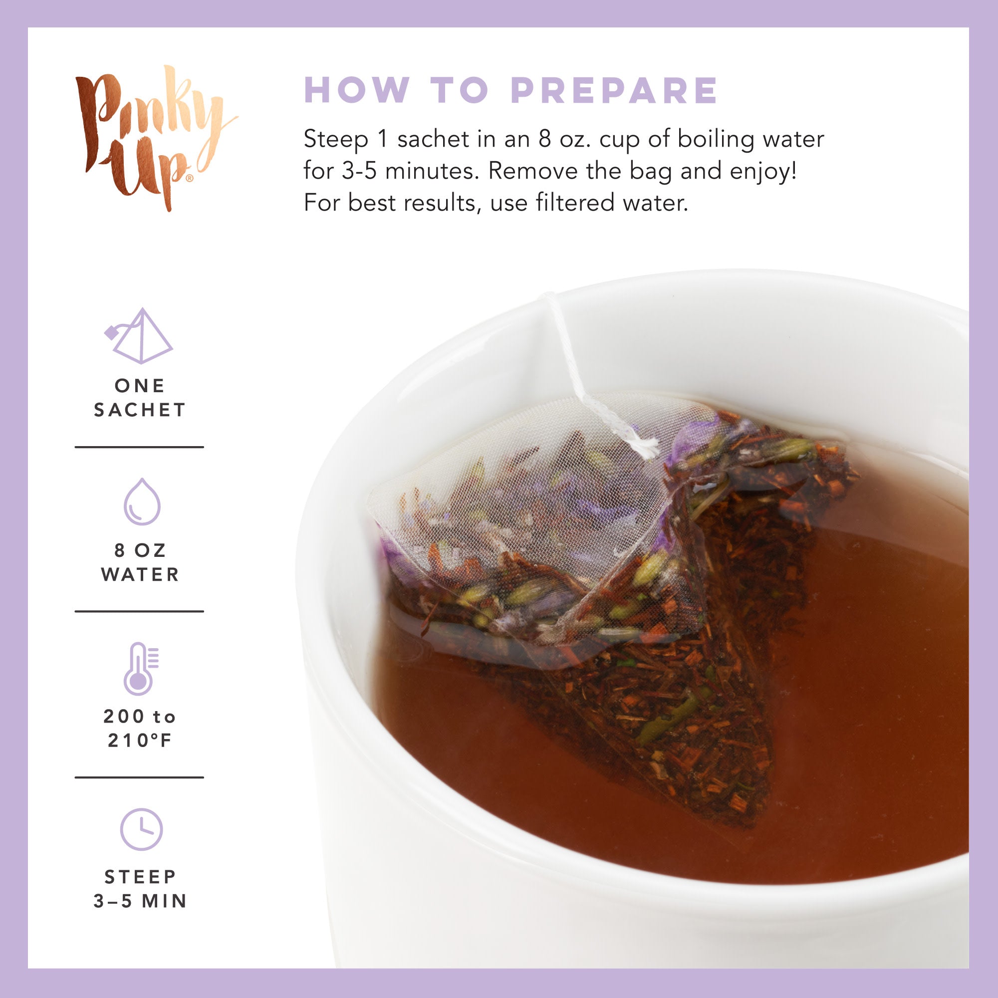 Pinky Up Honey Lavender Rooibos Tea, Full Leaf Herbal Tea with