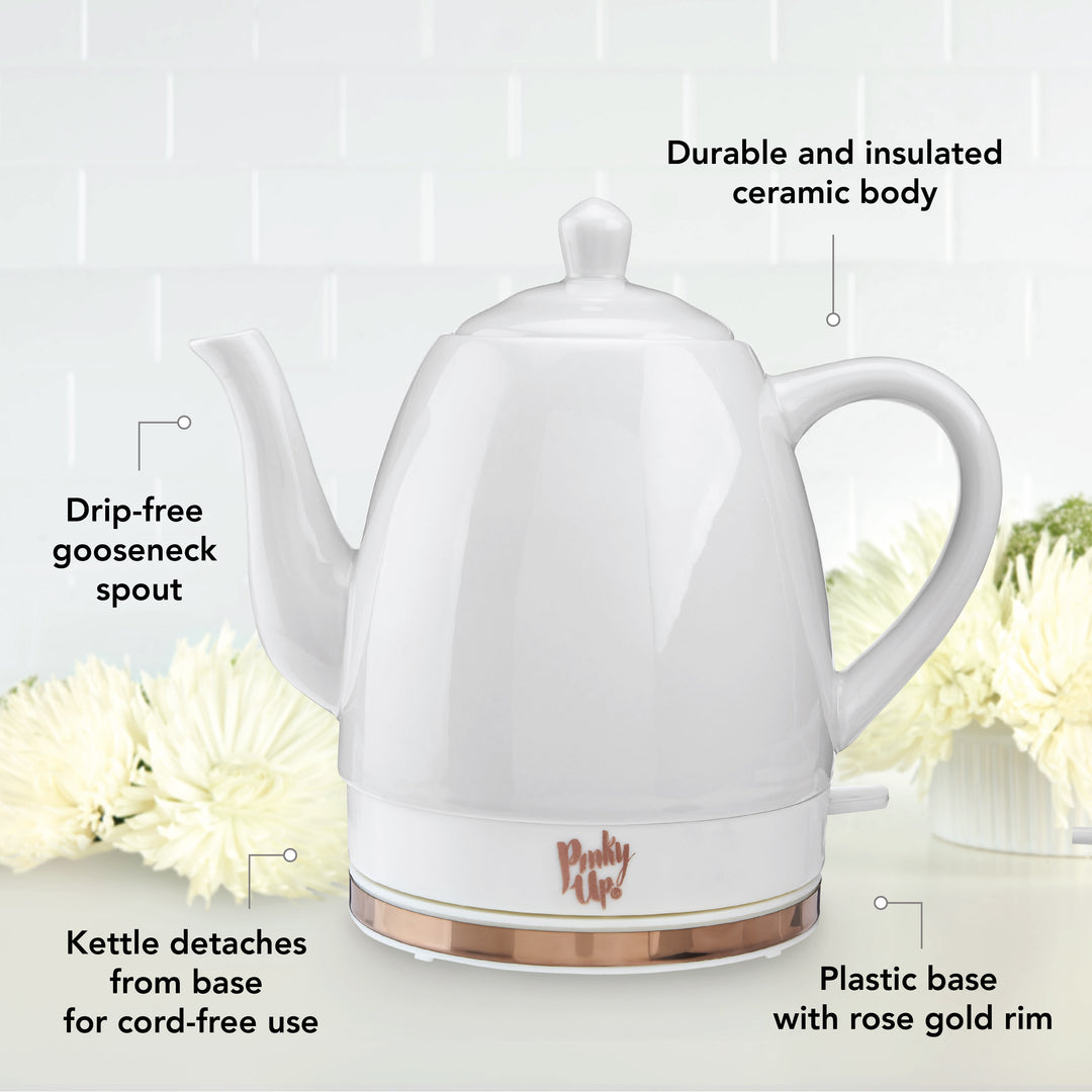 Noelle Ceramic Electric Tea Kettle in Grey