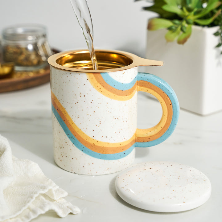 QUALITY TEA STEEPER CUP FOR TEA LOVERS - Practical construction meets style in this infuser mug. Ceramic and stainless steel make this travel cup sturdy and long-lasting and give it that irreplaceable feel of a real mug of hot tea in the hand.