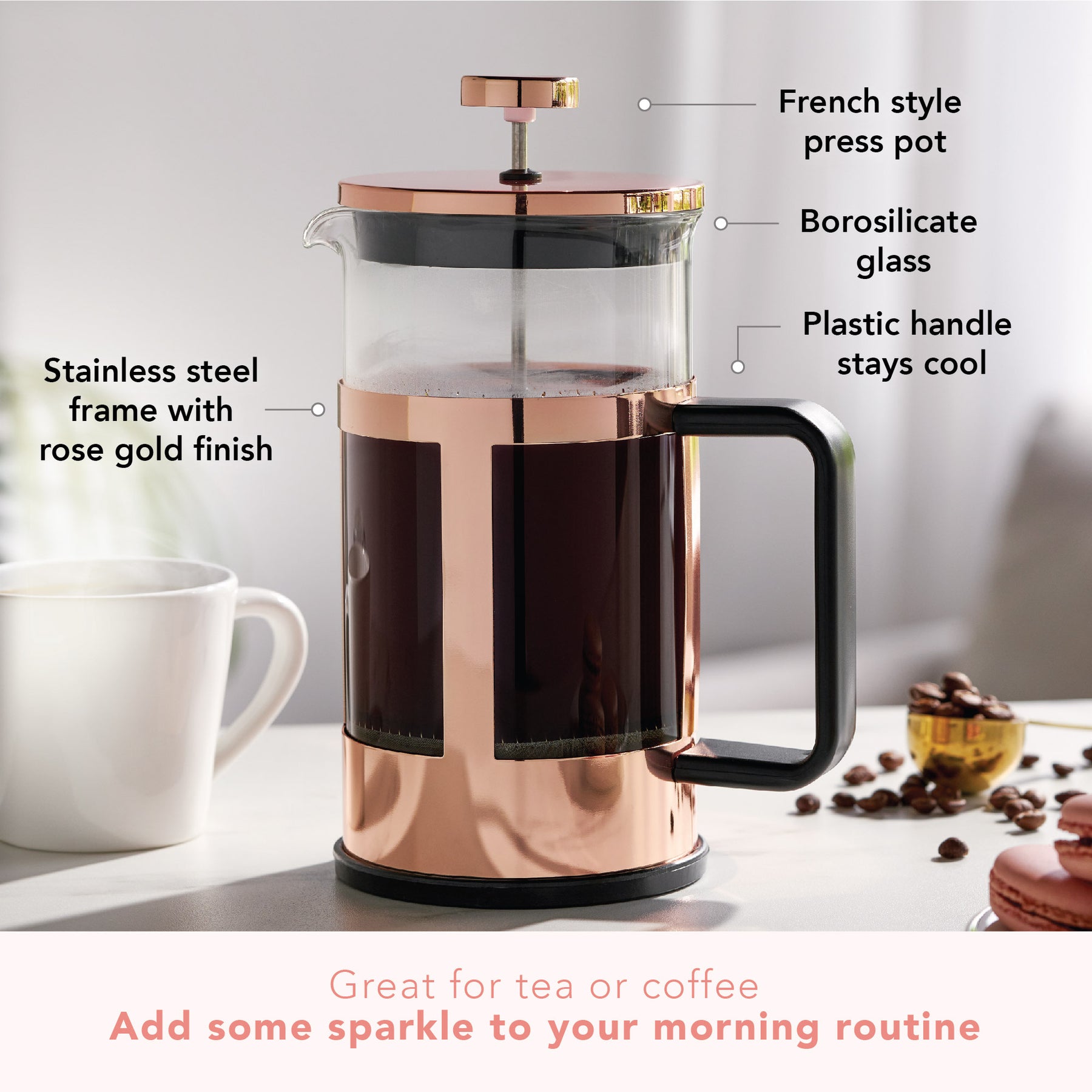 Rose Gold French Press - The VinePair Store