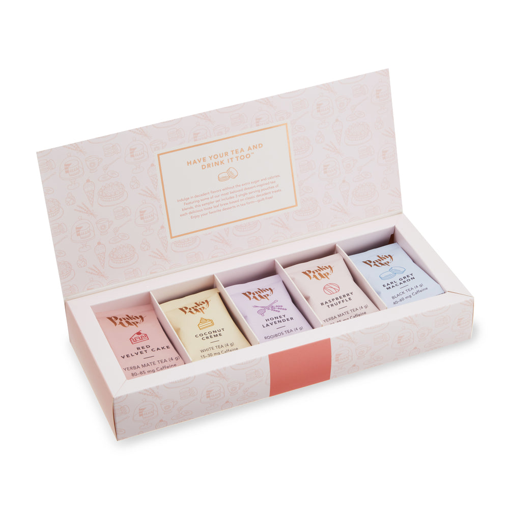 CRAFTED LOOSE LEAF TEA SAMPLER - Our carefully crafted teas are all made from whole herbs and spices so you can get the best out of your tea. This set includes 3 single serve pouches of each flavor for a total of 15 servings.

