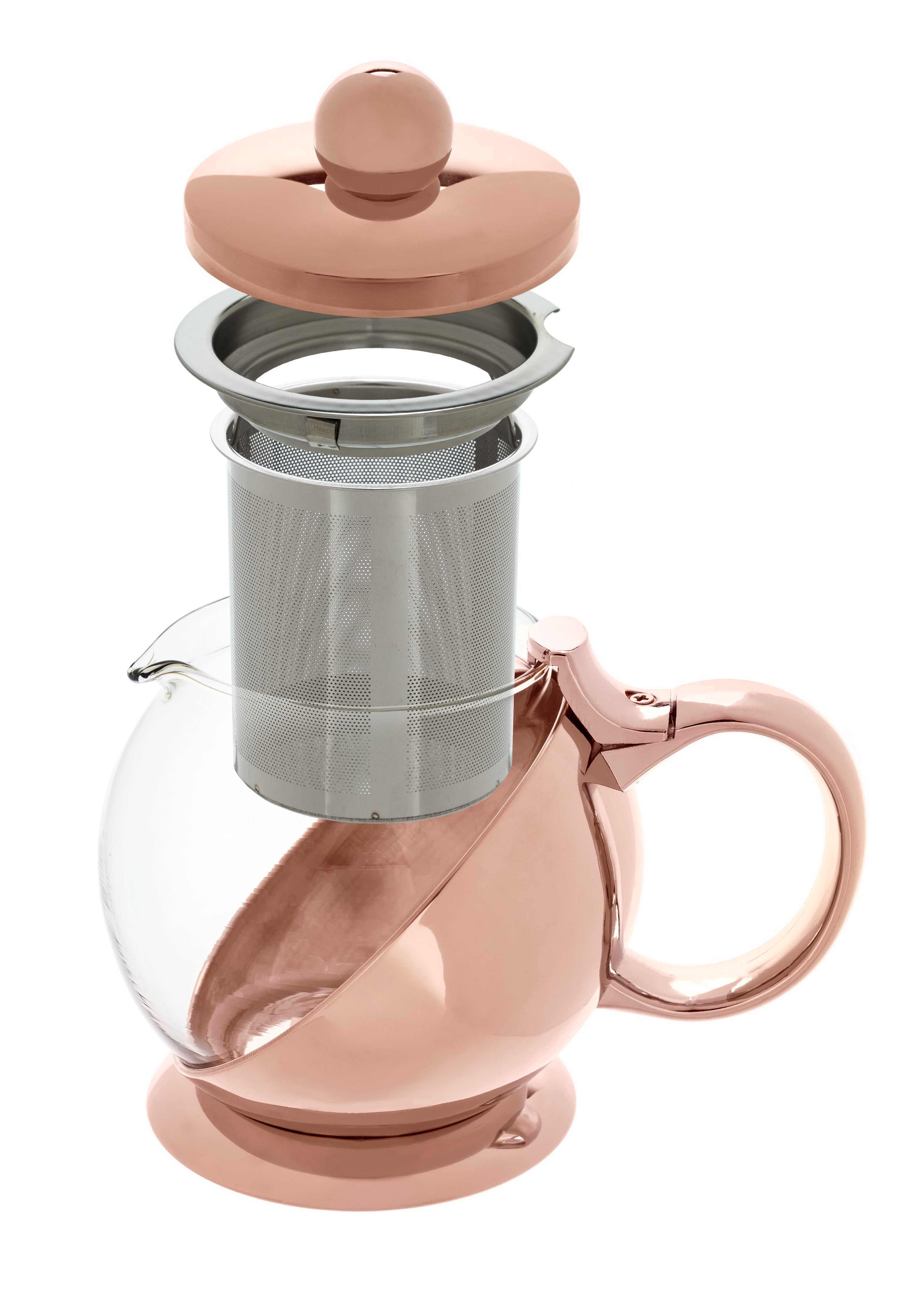 Shelby Glass and Rose Gold Wrapped Teapot - Thumbnail 3