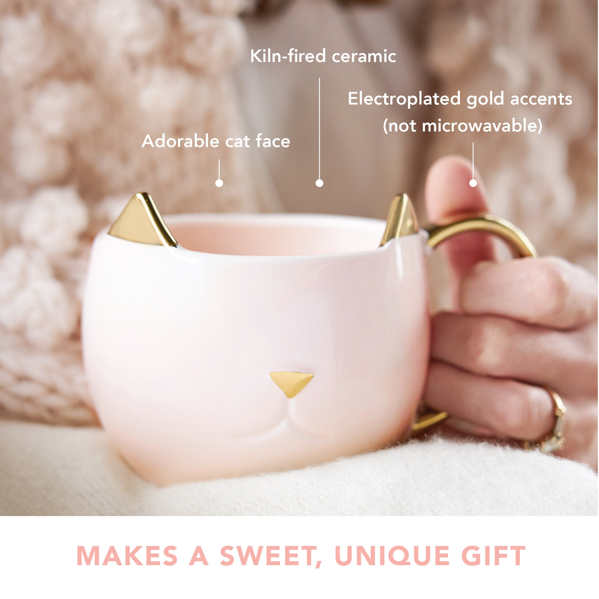 Pinky Up Chloe Cat Ceramic Coffee Mug, Tea Cups, Travel Mugs for