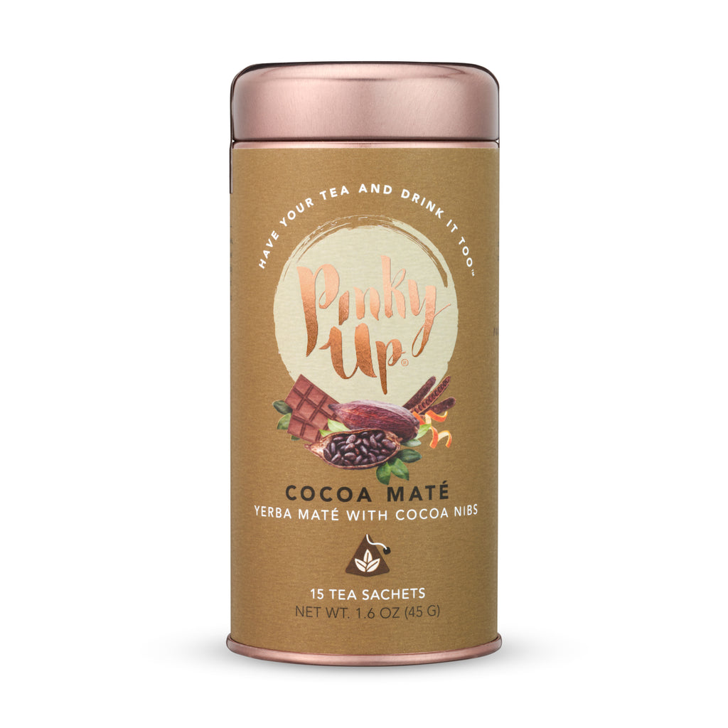 Pinky Up Cocoa Maté Tea Bags in Tin, Yerba Maté Blend Infused with