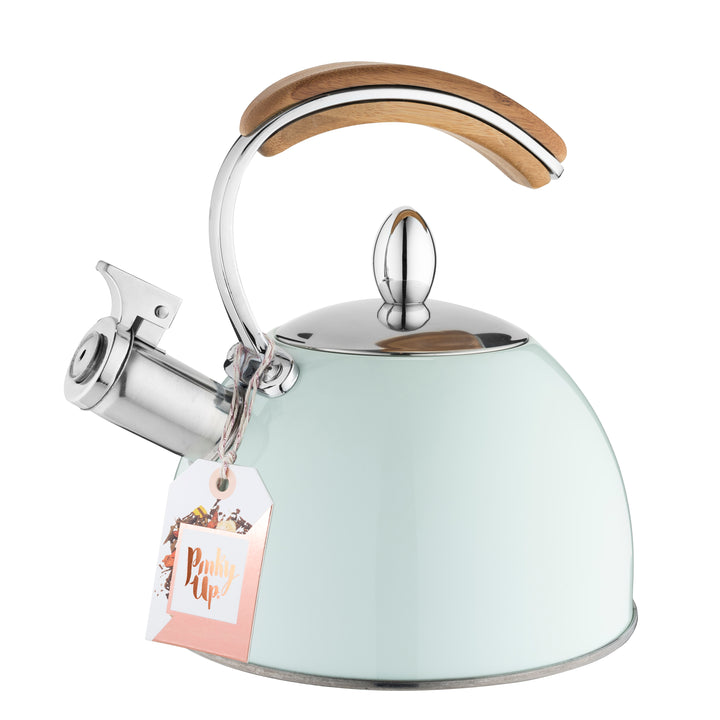 BOLD & CLASSY - The Presley Tea Kettle features a colorful stainless-steel body and a sophisticated bamboo handle. Why use a boring kettle when you can have this shiny induction kettle grace your stovetop?