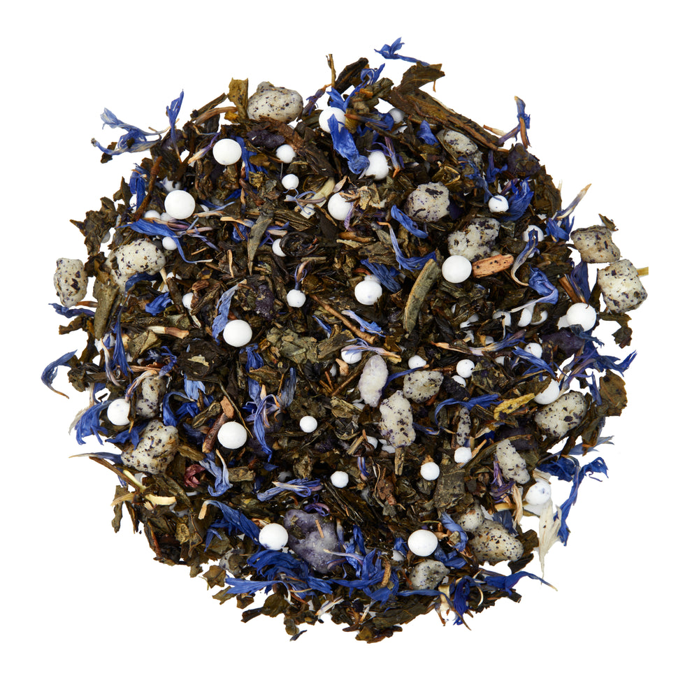 MAKE BUBBLE TEA AT HOME - Our unique whole leaf blend combines pineapple, green tea, white tapioca pearls, butterfly pea flower, monk fruit powder for a lightly sweet brew. Chill and pour over ice and enjoy boba tea at home. 
