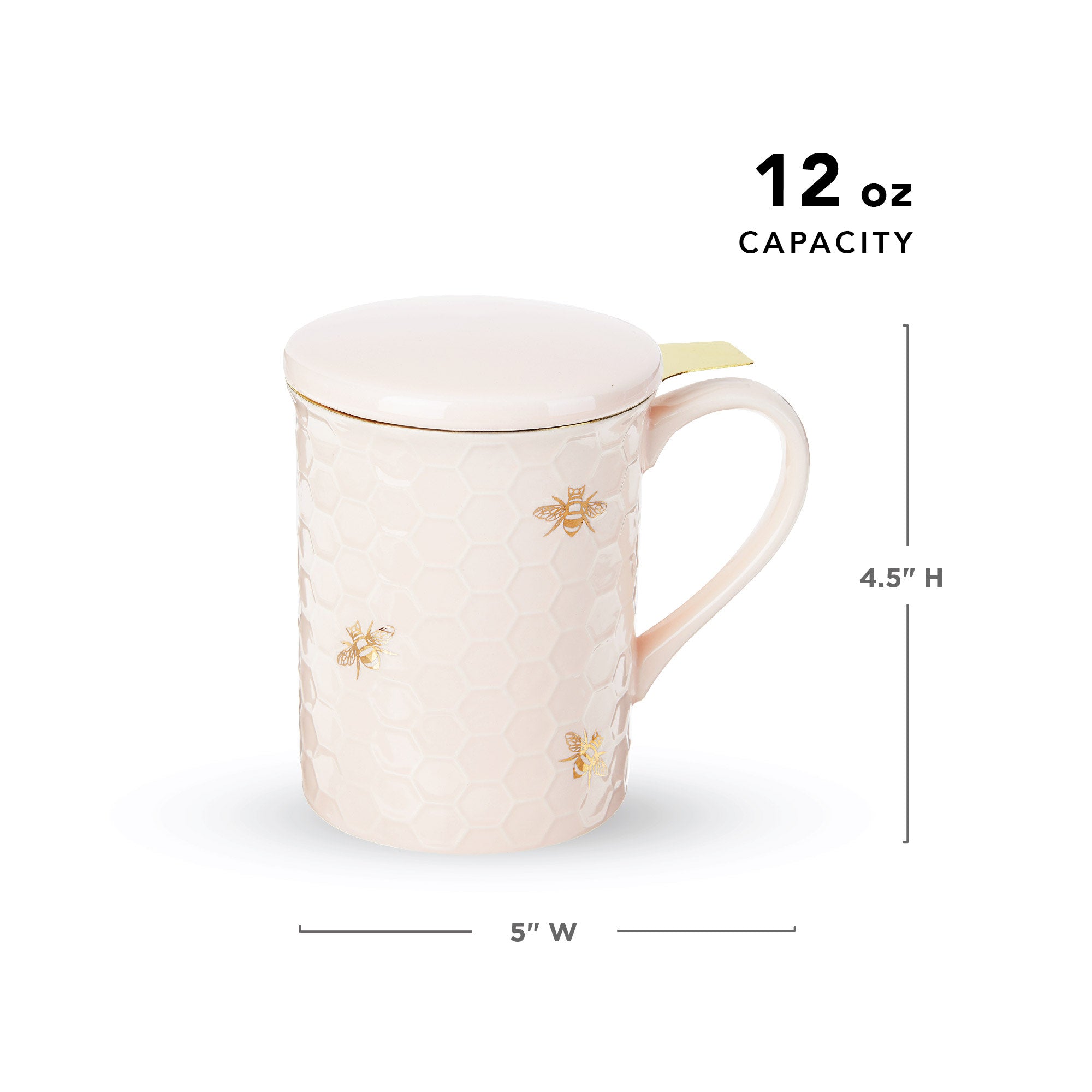 Pinky Up Annette Ceramic Tea Cup with Infuser and Lid, Travel Mug