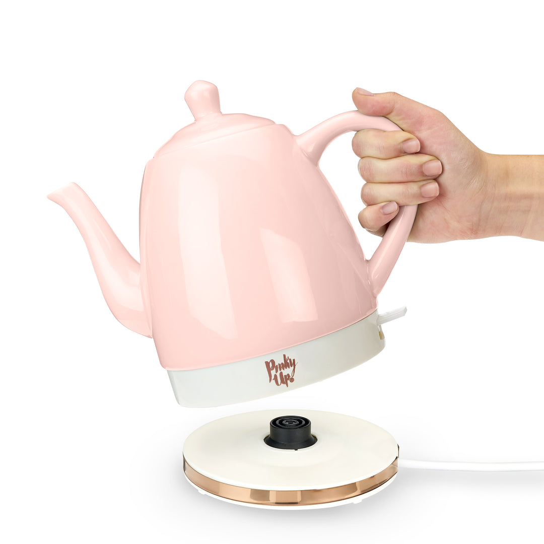STYLISH & CHIC - The Noelle Ceramic Electric Tea Kettle features a glossy pink ceramic glazing and a trendy rose gold metallic base. With a fully ceramic structure, your water is never contaminated by plastics and other scented materials.