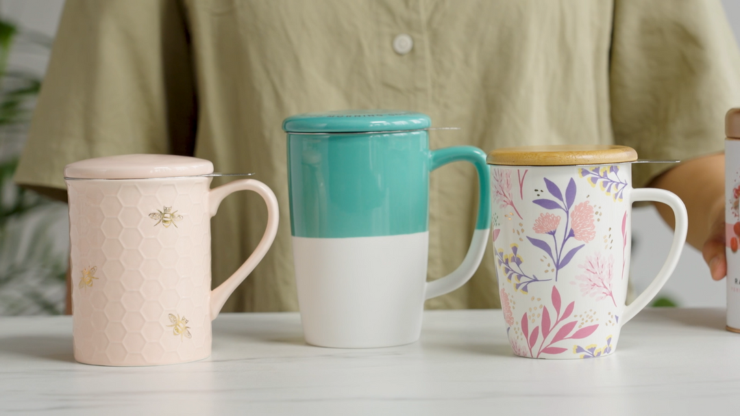 Bailey: Botanical Bliss Ceramic Tea Mug & Infuser