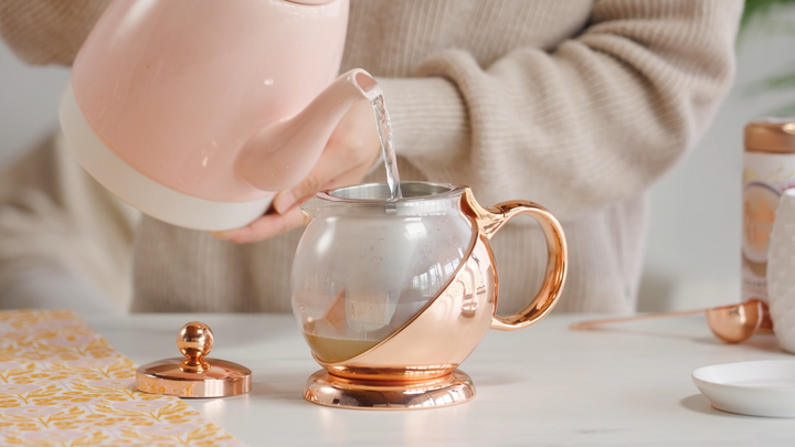 Shelby Glass and Rose Gold Wrapped Teapot