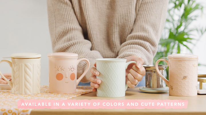 Annette: Honeycomb Ceramic Tea Mug & Infuser