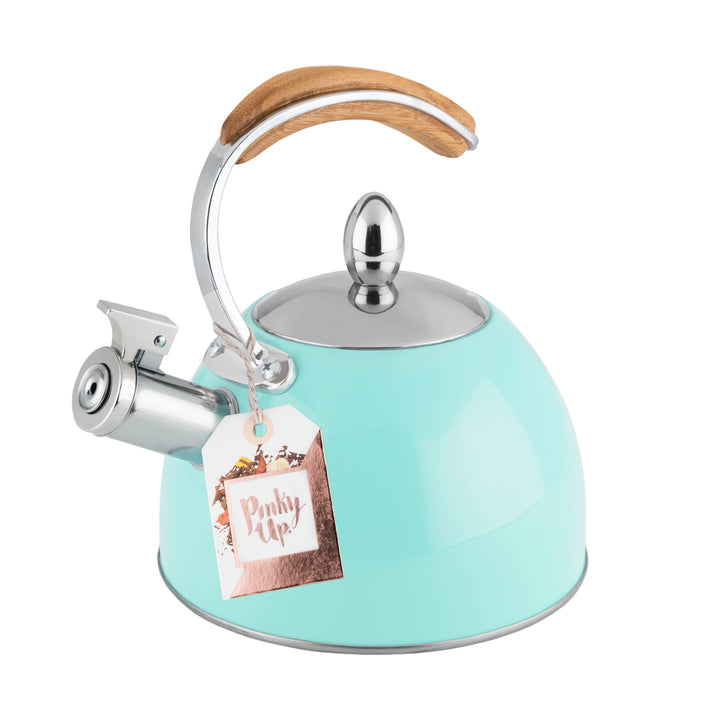 BOLD & CLASSY - The Presley Tea Kettle features a colorful stainless-steel body and a sophisticated bamboo handle. Why use a boring kettle when you can have this shiny induction kettle grace your stovetop?