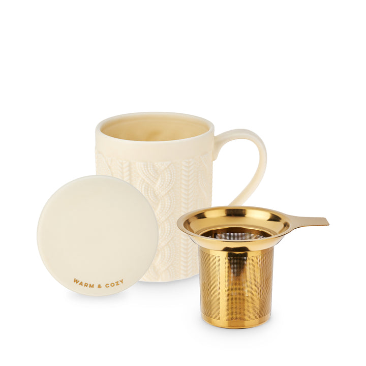 12 OZ CERAMIC MUG FOR STEEPING TEA - The 12 oz. infuser mug allows you to brew quality tea anywhere. Put tea in the infuser, add hot water, let steep, then remove the infuser for the perfect flavor. Lid doubles as infuser holder.