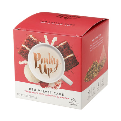 ENJOY THE VIBRANT COLOR AND FRESH BAKED AROMA OF RED VELVET CAKE IN YOUR MUG - Cake is great, but why not have all the flavor and no calories? Pour yourself a cup of Pinky Up's red velvet cake tea--deliciously satisfying and guilt-free!
