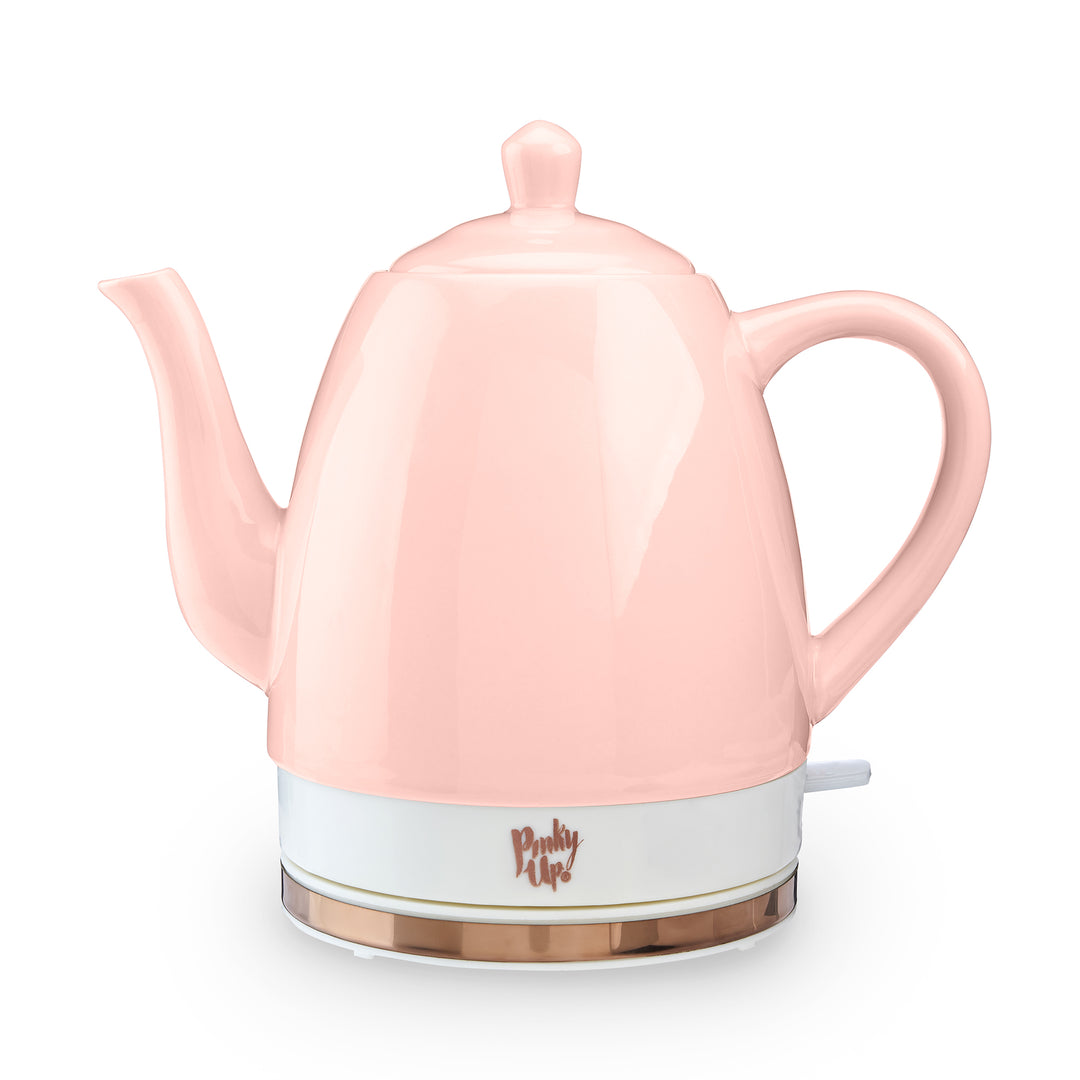 Pinky Up Noelle L Pink Electric Ceramic Kettle with Gooseneck