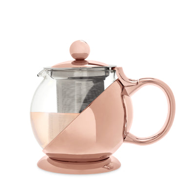 STYLISH TEAPOT FOR LOOSE LEAF TEA - Elevate your loose leaf tea game with this stunning contemporary teapot. Perfect for brewing up tea for two, this trendy 24 oz. teapot will bring pizzazz to any tea party.
