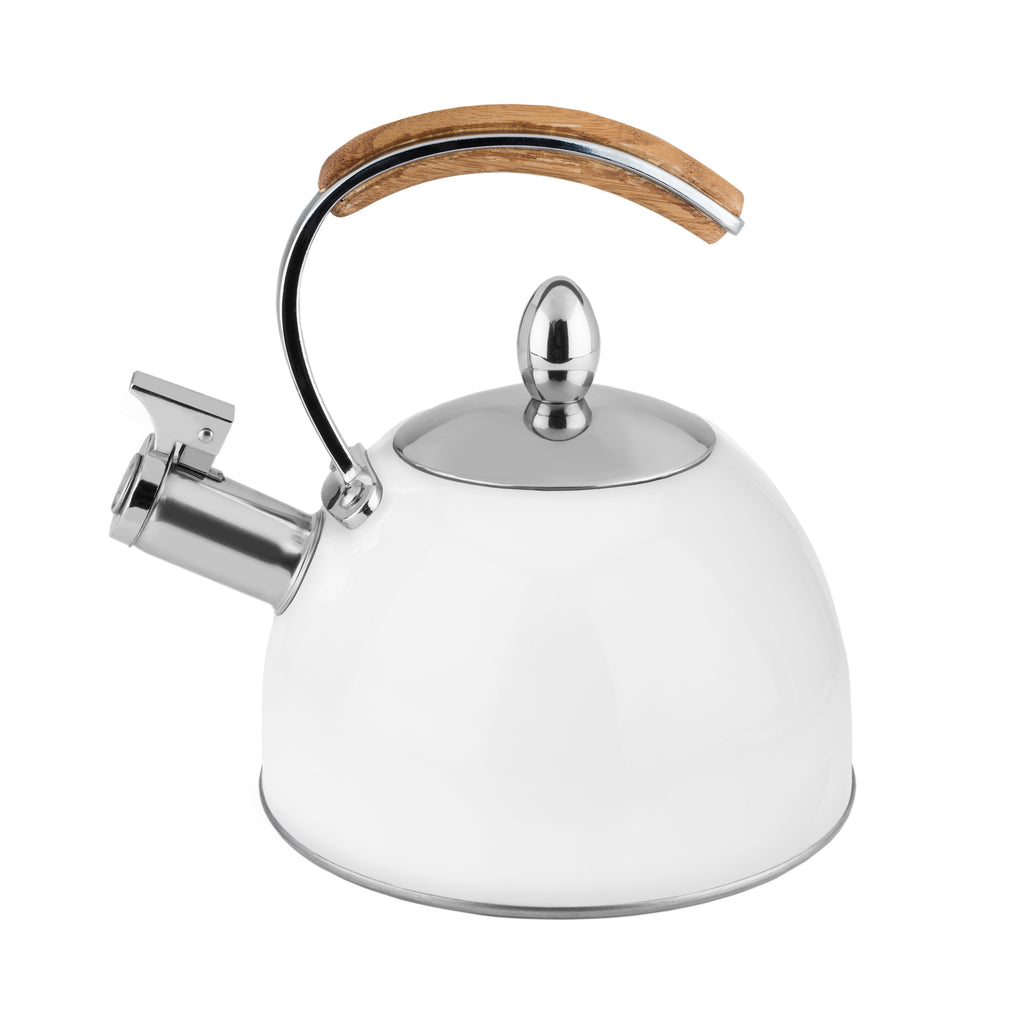 1 White Piece 3 Liter Stainless Steel Boiling Kettle Wood Grain Handle  Whistle Kettle Tea Kettle 2023 New Gas Induction Stove Universal Suitable  For Family Boutique
