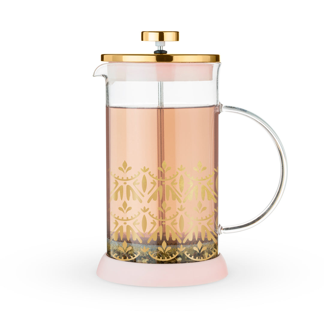 LOOSE LEAF LIFE MADE EASY - This trendy press-style tea brewer makes straining your tea a breeze. This kitchen accessory brews up coffee or tea in just minutes--simply steep, press, and pour for an easy, modern tea party!