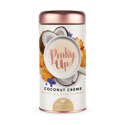 ENJOY THE DELICATE FLAVOR COMBINATION OF WHITE TEA AND COCONUT - Coconut goodness isn't just for a Hawaiian vacation or rich dessert. Pinky Up's Coconut Creme Loose Leaf Tea delivers all the delicious coconut creme flavor, and is naturally calorie free!